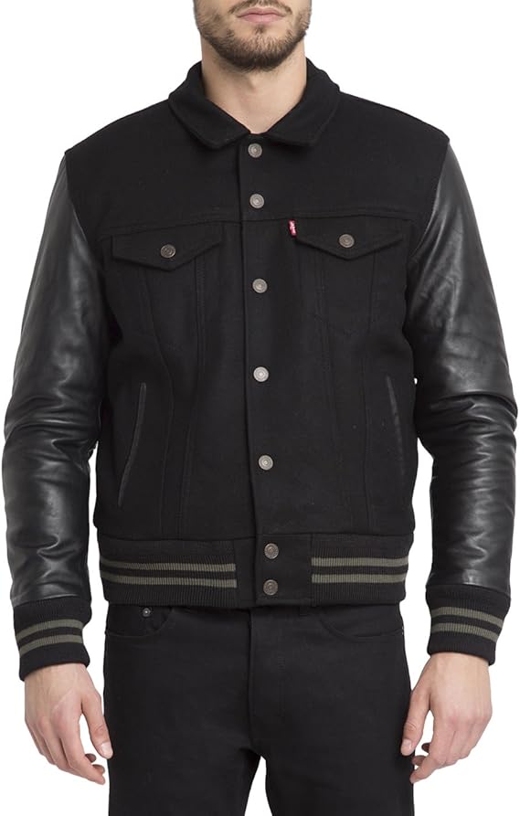 Levi's Men's Varsity Trucker Hyrid Jacket, Black, Medium: Amazon.ca: Clothing & Accessories