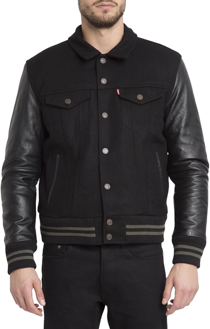 Levi's Men's Varsity Trucker Hyrid Jacket, Black, Medium Amazon.ca
