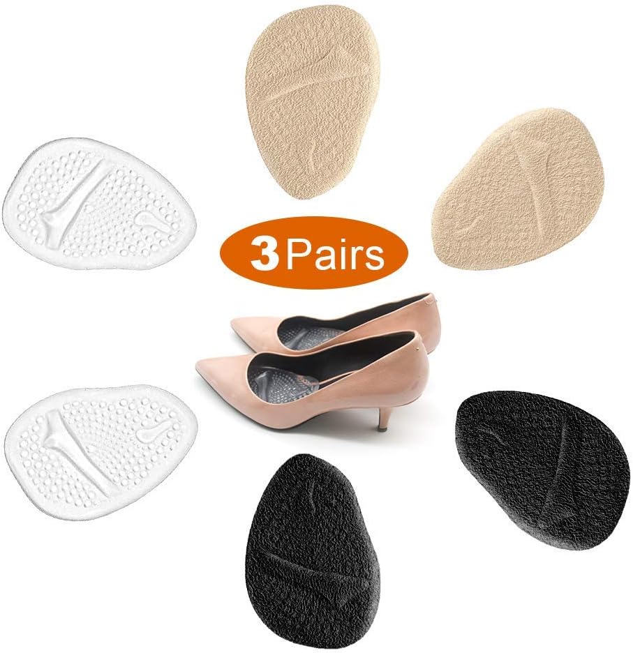 3 Pairs Metatarsal Pads for Women, High Heel Cushions Foot Pain Relief -High Heel Inserts for Shoe Comfort, One Size Fits Shoe Inserts