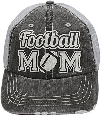 Football Mom Sports Trucker Style baseball Cap Hat Rocks any Outfit White glitter
