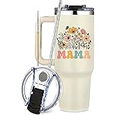 COOWIND Mama Tumbler Gifts，40oz Tumbler with Handle for Moms, Travel Tumbler Gifts for Mother's Day women Birthday Christmas, Mama s Gift from daughter and Son
