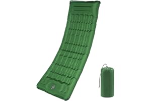 MINGPINHUIUS Camping Sleeping Pad with Pillow: Extra Thick 4.7 Inch Ultra-Light Self Inflating Air Mattress, Lightweight Compact Inflatable Sleep Mat for Backpacking, Hiking, Tent (Olive Green)