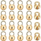Beebeecraft 1 Box 28Pcs Bead Tips 18K Gold Plated Brass Knot Covers Clamshell End Cap Crimps Beads Ball Chain Connector Clasp for Jewellery Craft Making