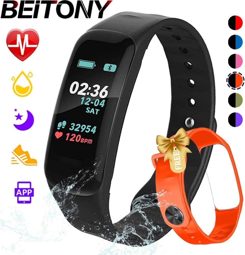 Fitness Tracker, Color Screen Activity Tracker with Blood Pressure Blood Oxygen,IP67 Waterproof Smart Watch with Heart Rate Sleep Monitor Calorie Counter Pedometer for Men, Women and Kids