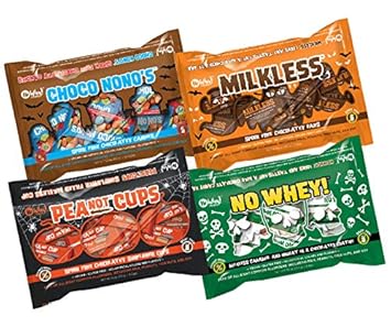 No Whey Spook Free Treats (4 Pack) Milkless, Choco No No's, PeaNot Cups, & Caramel and Nougat Bars [Allergy Friendly And Vegan Chocolate Candy - Dairy Free, Nut Free, and Peanut Free, Gluten Free]