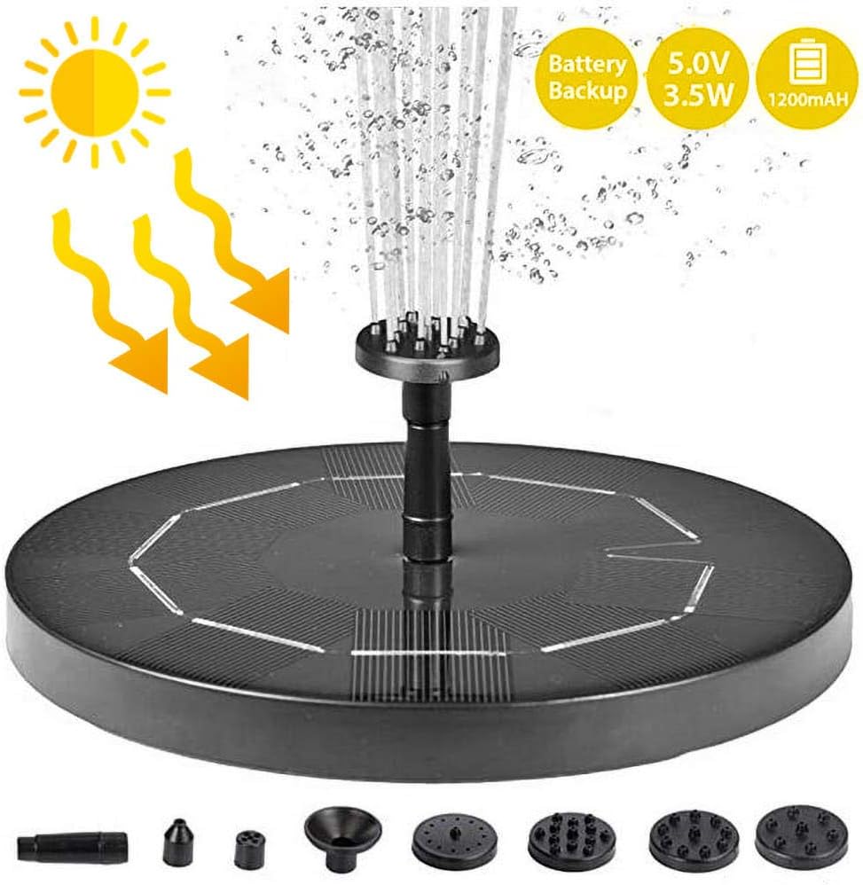 Clothful Solar Pump 3.5W Free Standing Floating Solar Bird Bath Water Pumps for Garden