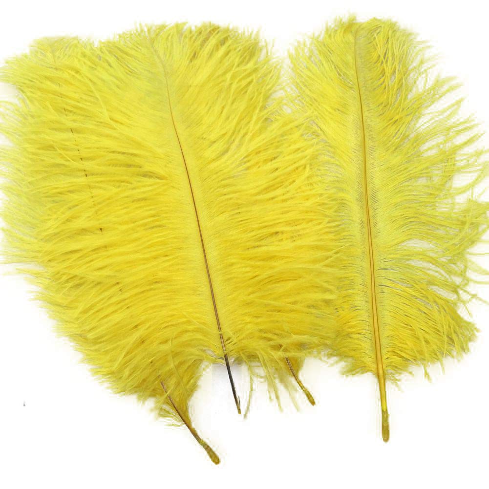 Sowder 20pcs Natural 10-12inch(25-30cm) Ostrich Feathers Plume for Wedding Centerpieces Home Decoration(Yellow)