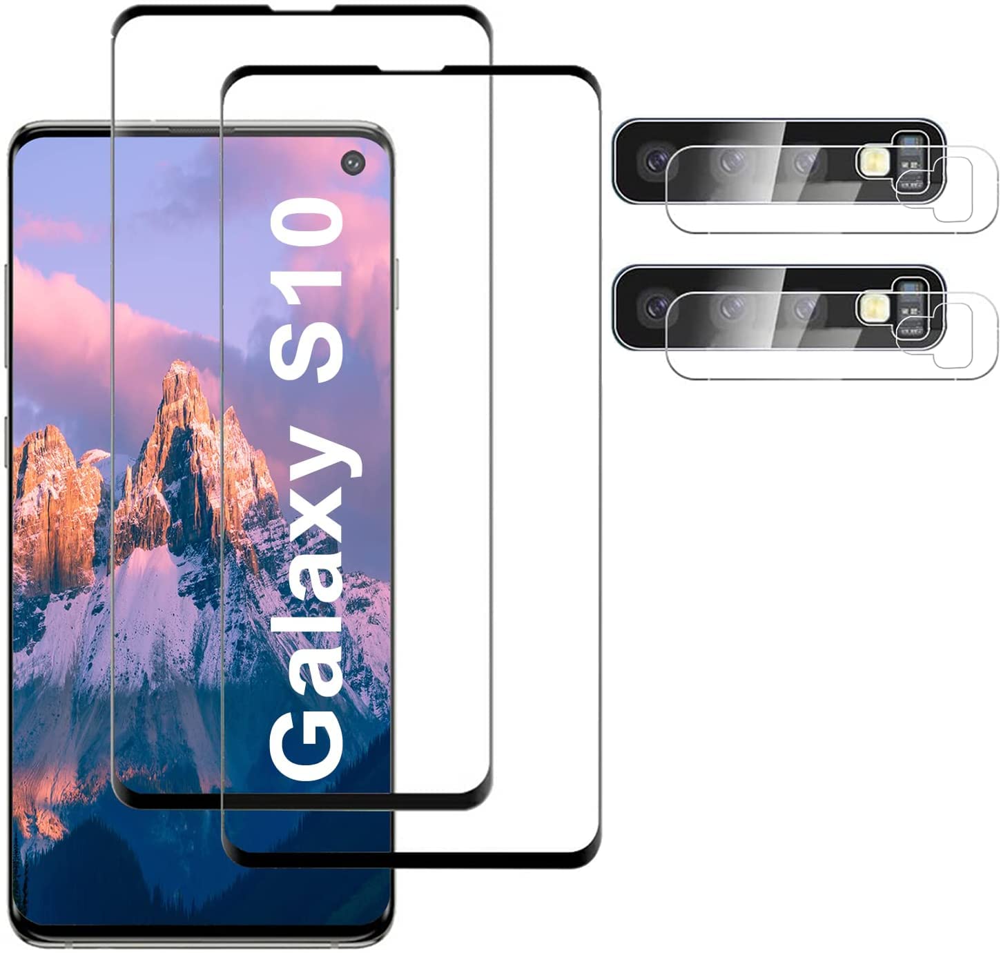 Photo 1 of 1 ONLY- Coliary [2+2 Pack] Galaxy S10 Screen Protector, HD Clear Tempered Glass, Ultrasonic Fingerprint Support, 3D Curved, Scratch Resistant, Bubble-Free for Galaxy S10 5G Glass Screen Protector