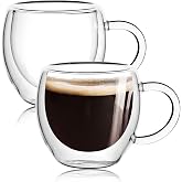 Espresso Cups Set of 2 With Handle,2.5oz Clear Expresso Shots Cup,Espresso Shot Glasses,Double Wall Insulated Expresso Mugs,Tazas de Cafe Expreso,Microwave Dishwasher Safe,Suit for Espresso Machine