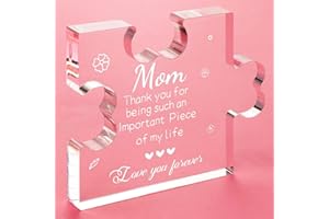 Funnli Christmas Gifts for Mom, Mom Christmas Gifts Acrylic Puzzle Plaque - Birthday Gifts for Mom 3.35 x 2.76 Inch Desk Decorations - Anniversary Mothers Day Card Gifts for Mom from Daughter Son