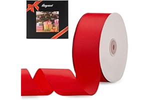 LIUYAXI 2" X 50 Yards Solid Red Grosgrain Ribbon, Perfect for Crafts, Wedding Decor, DIY Hair Accessories, Sewing, Christmas Gift Package Wrapping and More