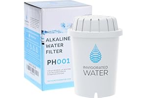PH001 - White Alkaline Water Filter – Replacement Water Filter By Invigorated Water – Water Filter Cartridge - For Invigorated Living Pitcher, 100 Gallon Capacity (1-Pack)