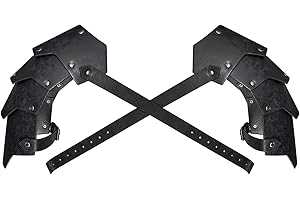 HiiFeuer Medieval Faux Leather Double Pauldron, Vintage Mercenary Knight Shoulder Armor for LARP/Cosplay Ren Faire