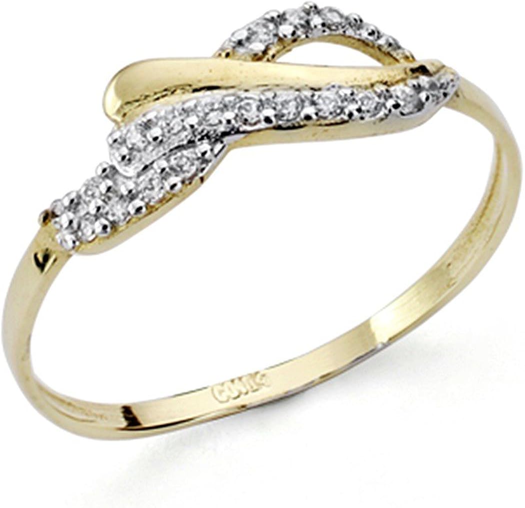 18K Gold Ring Bicolor Zirconia [7557] Amazon.co.uk Jewellery