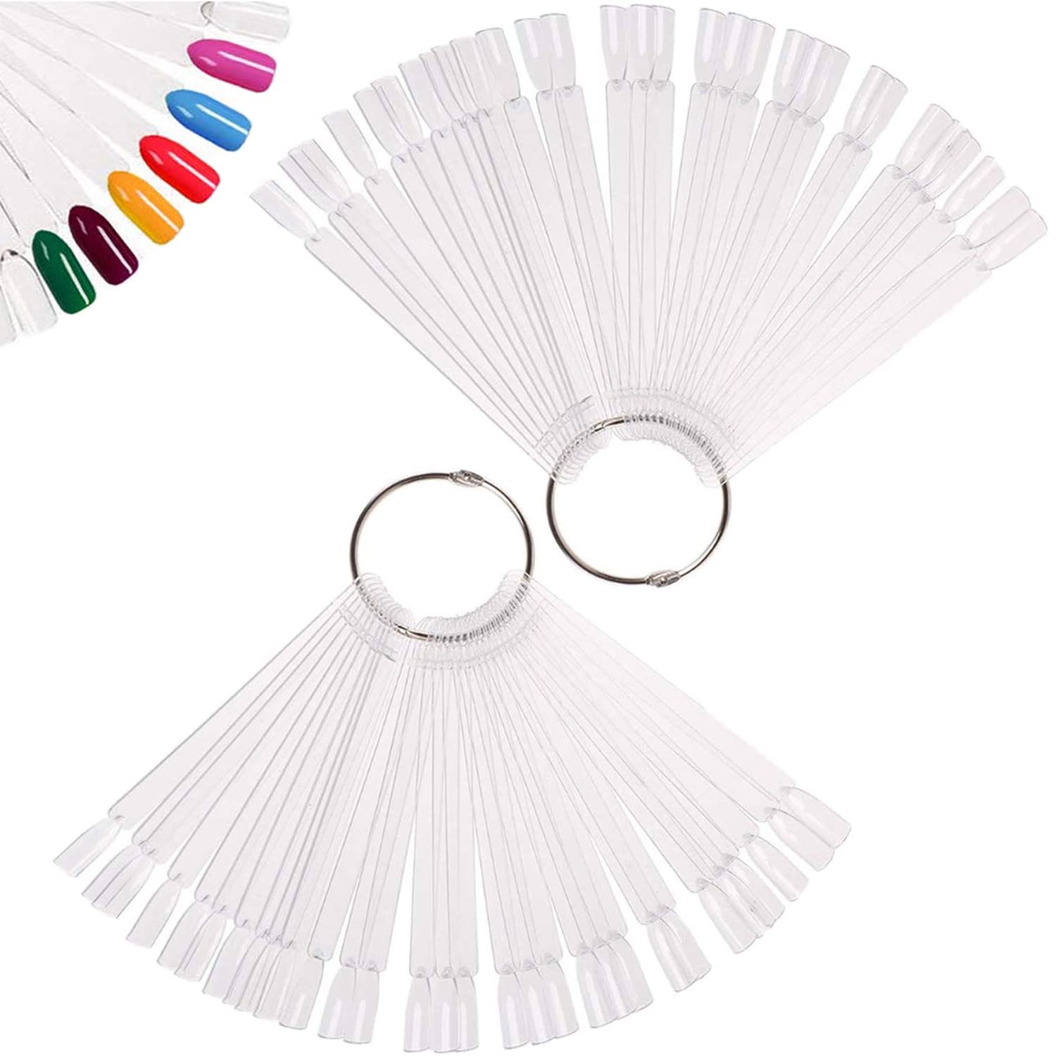 Swatches 100Pcs Swatch Sticks Colour Display Tips Art Tips Sticks with Metal Ring for Salon and Beginners (Clear) — image 1