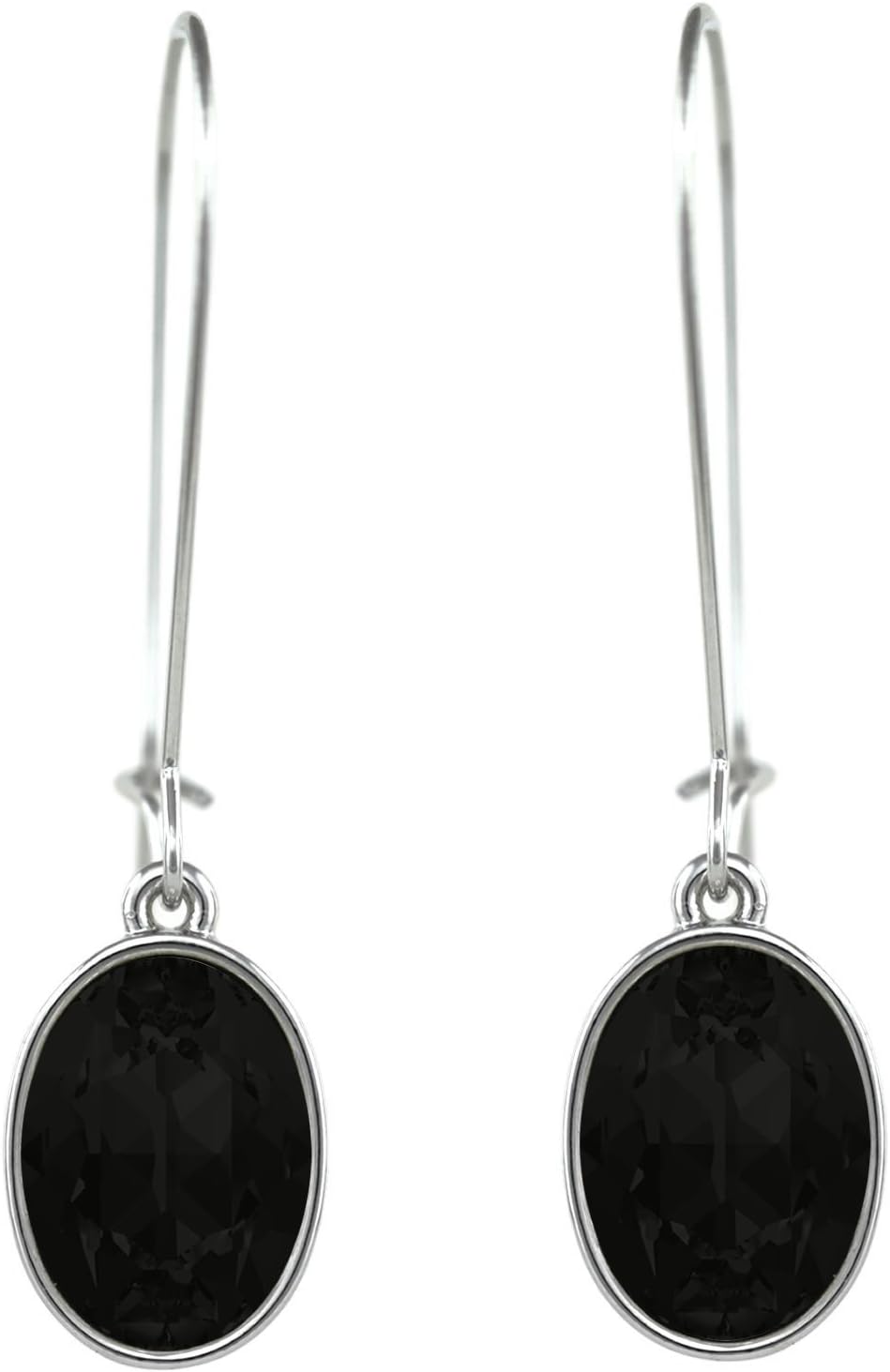 CP Oval Puzzle Jet (Black) Rhodium Plated Earrings Made with Swarovski Crystals