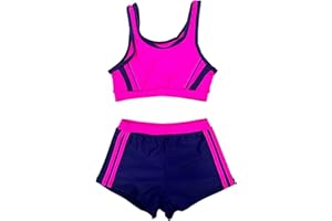 KKmeter Kids Girls 2pcs Dance Outfit Racer Back Crop Top with Shorts Clothing Sets for Sport Gymnastic Dancing Swimming