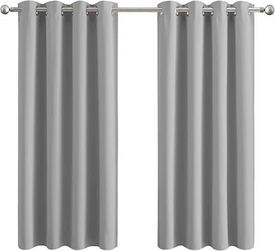 Aspire Homeware Blackout Curtains 46x54 Inch Grey Eyelet 2 Panel