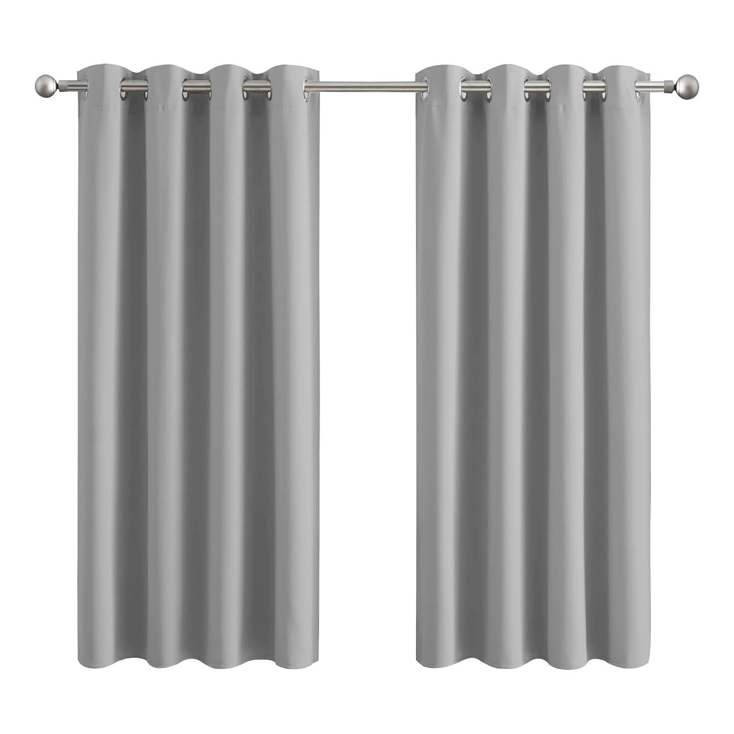 Aspire Homeware Blackout Curtains for Bedroom - Light Grey Curtains Eyelet Super Soft & Energy Saving Privacy Protection Thermal Insulated Living Room Curtain Drapes with Tiebacks 46x54 Inch 2 Panel — image 1