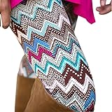 Perman Women Lady Skinny Geometric Print Stretchy Jegging Pants Slim Leggings (L, Coffee B)