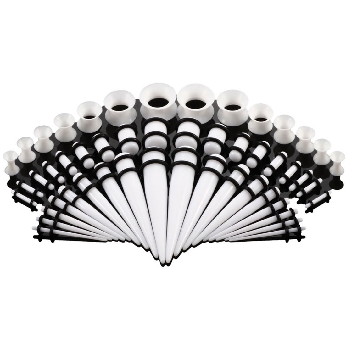 BOOM 18 x Taper Taper Tapers + 18 x Acrylic Ear Plugs 1.6 mm-10 mm Acrylic + 14 x Silicone Flesh Tunnel 3 mm-12 mm, Acrylic