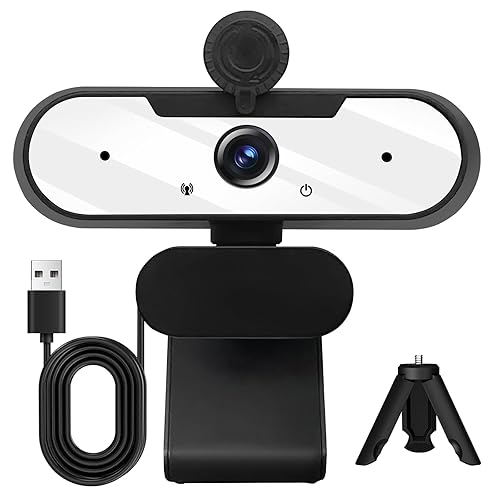MTORED USB HD 1080P Video Webcam and Wide Angle Camera with Built-in Microphone and Rotatable Tripod,for Laptop Computer or Desktop PC,Great for Live Streaming.Calls.Video Conferencing -1 (White)
