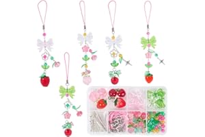 SUNNYCLUE 1 Box Phone Charm Making Kit Moblie Phone Charms Strap Cellphone Accessories for Women Adults DIY Keychain Cellphone Case Decor