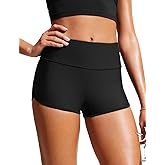 CRZ YOGA High Waisted Dolphin Board Shorts for Women 2.5'' - Quick Dry Swim Beach Bathing Suit Bottoms with Liner