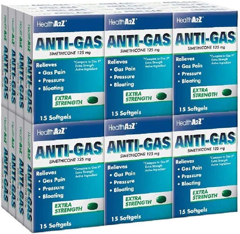 HealthA2Z Anti-Gas, Simethicone 125mg, Compare to Gas X Extra Strength Active Ingredient, 24 Packs of 15 Softgels(360 Softgels Total), Value Package: Health & Personal Care