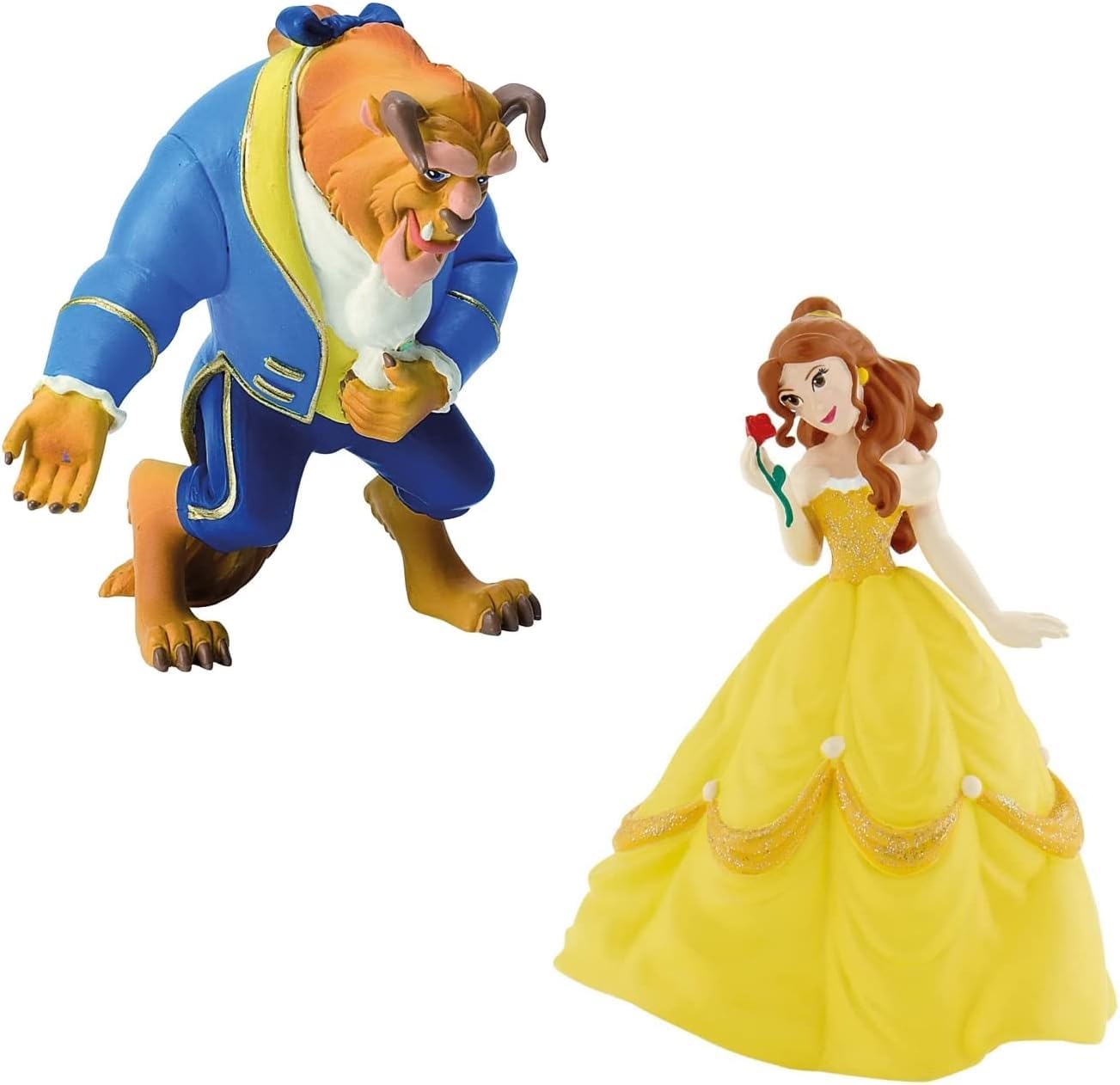 BULLYLAND DISNEY BEAUTY AND THE BEAST FIGURES - Belle with Rose and the Beast - Great for Cake Decorating