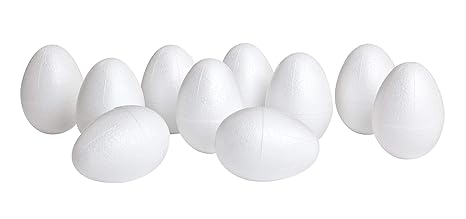 VBS 10er-Set Styropor-Eier 6x4,5cm weiß Osterei Deko-Ei zum Bemalen oder Bekleben