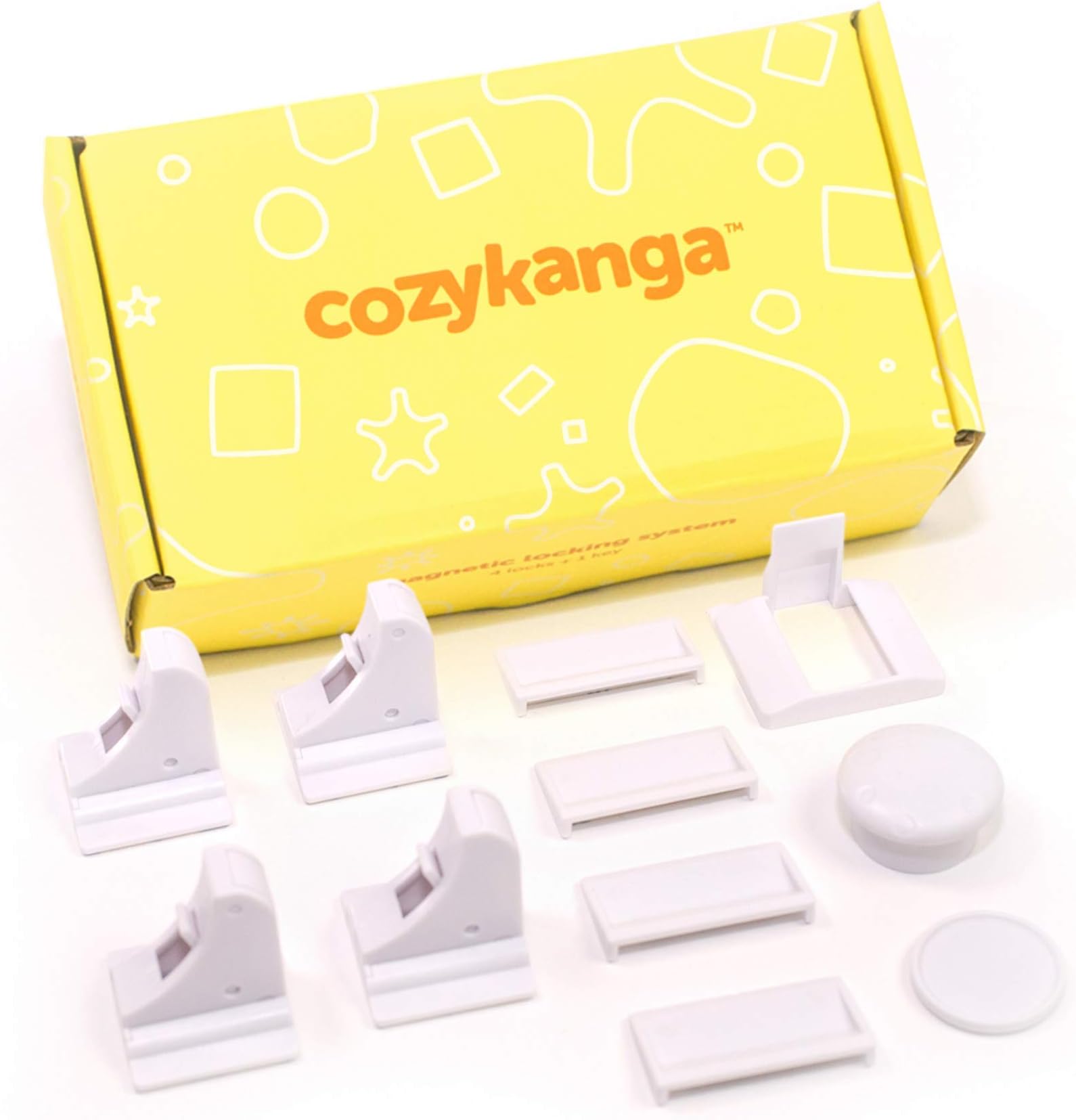 Child Safety Cabinet Locks - Magnetic | Baby Proof, Strong & Easy to Use | Ideal for Cabinets, Cupboards, Drawers and Doors | Tool Free Fitting (4 Locks + 1 Key)