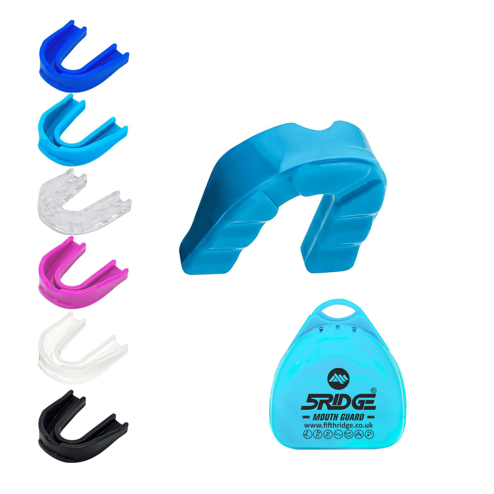 Mouth Guard - Slim Fit Sports Mouth Guard with Case - Gum Shield for Protection in Contact Sports - Durable Boxing, MMA, Judo, Karate, Rugby, Hockey, Football Mouthguard (Baby Blue, Adults 10+)