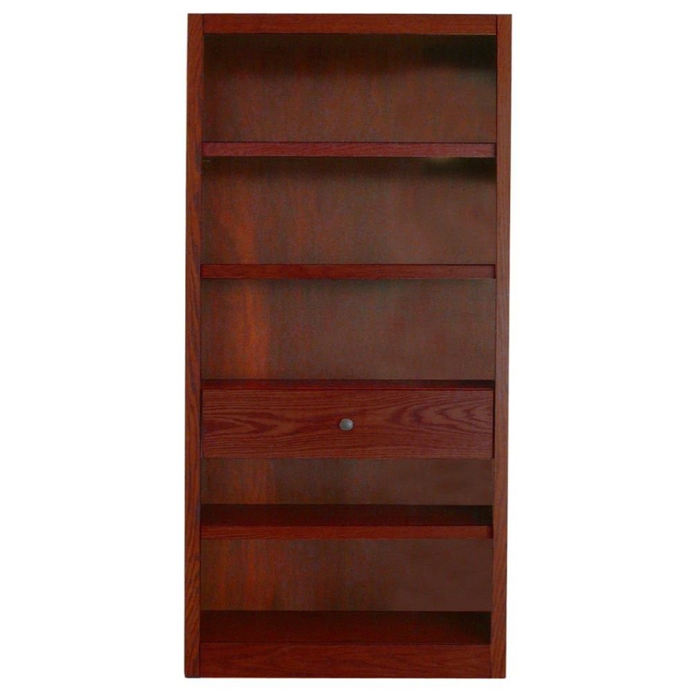 Midas Five Shelf Bookcase with Drawer - 72"H Dimensions: 30"W x 10.625"D x 72"H Weight: 114 lbs Cherry