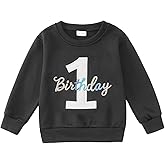 Ritatte First Birthday Sweatshirt Baby Boy 1st Birthday Embroidery Letter Pullover One Year Old Party Outfit Fall Winter Tops