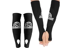Abeillo Volleyball Arm Sleeves Passing Hitting Forearm Sleeves with Protection Foam Pads and Thumb Hole,Padded Volleyball Sleeves for Kids Youth Girls 1 Pair Black