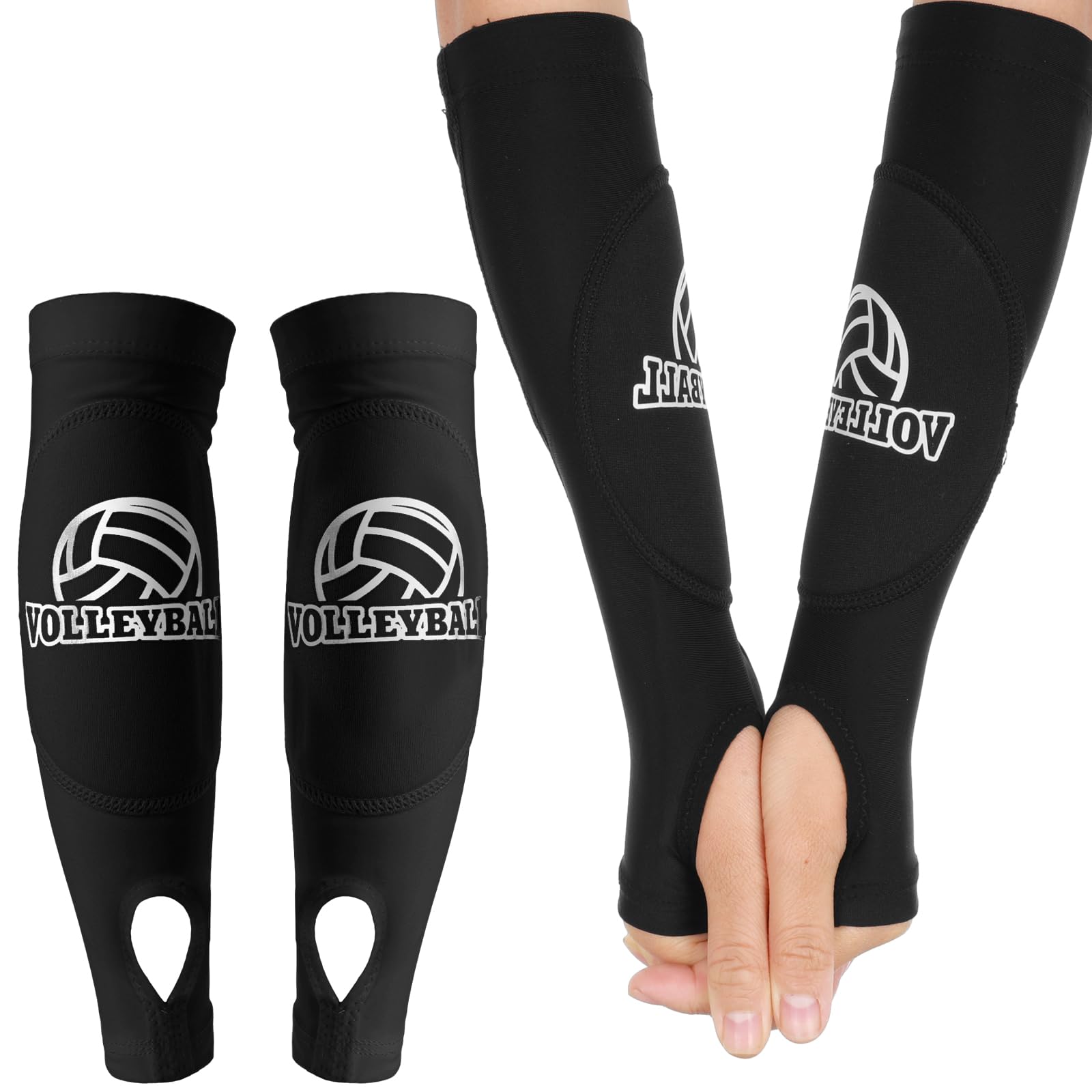 Abeillo Volleyball Arm Sleeves, Padded Forearm Sleeves with Protection Foam Pads and Thumb Hole, Sporty Style, Black, Size: Universe, For Girls, Target: Teen Girls