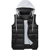 Wiepux Women's Puffer Vest Stand Collar Zip Up Quilted Vest With Detachable Hood Sleeveless Padded Jacket Coat