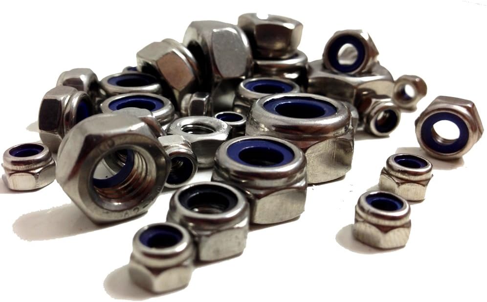 M4,(PACK OF 10) A2 STAINLESS NYLOC INSERT NUTS, STANDARD PITCH, DIN985 NYLOC LOCK NUT TYPE T