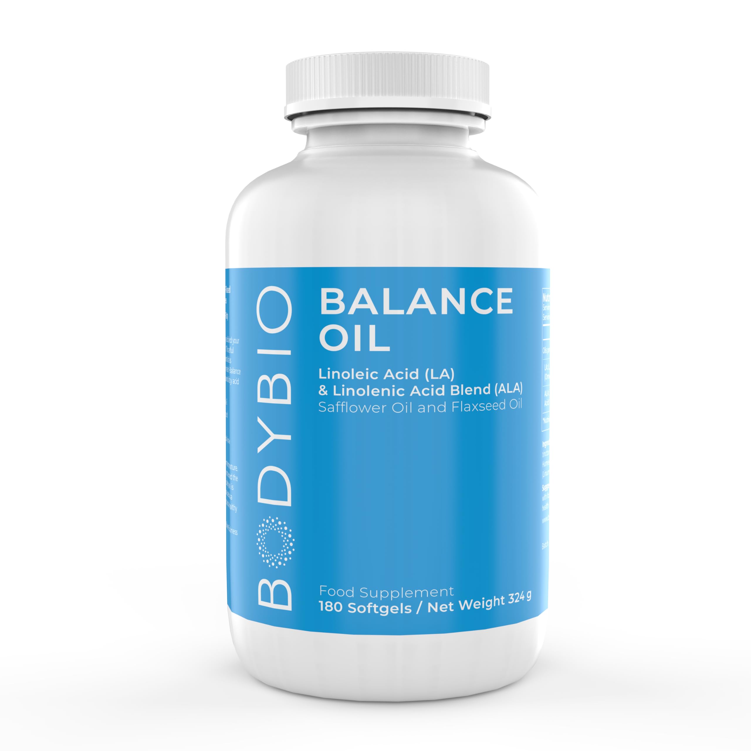 BodyBio Omega 3 + 6 | Essential Fatty Acids | Safflower and Flax Seed Oil Blend | Cold Pressed | LA & ALA Fatty Acid | Balance Oil 180 Softgels — image 1