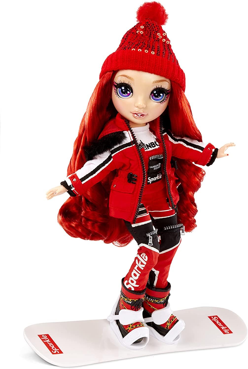 Rainbow High Winter Break Ruby Anderson - Red Fashion Doll with 2 Outfits, Snow Gear, & Display Stand - Includes Snow Board, Ice Skates, Accessories, & More - Gift & Collectable for Kids Ages 6+