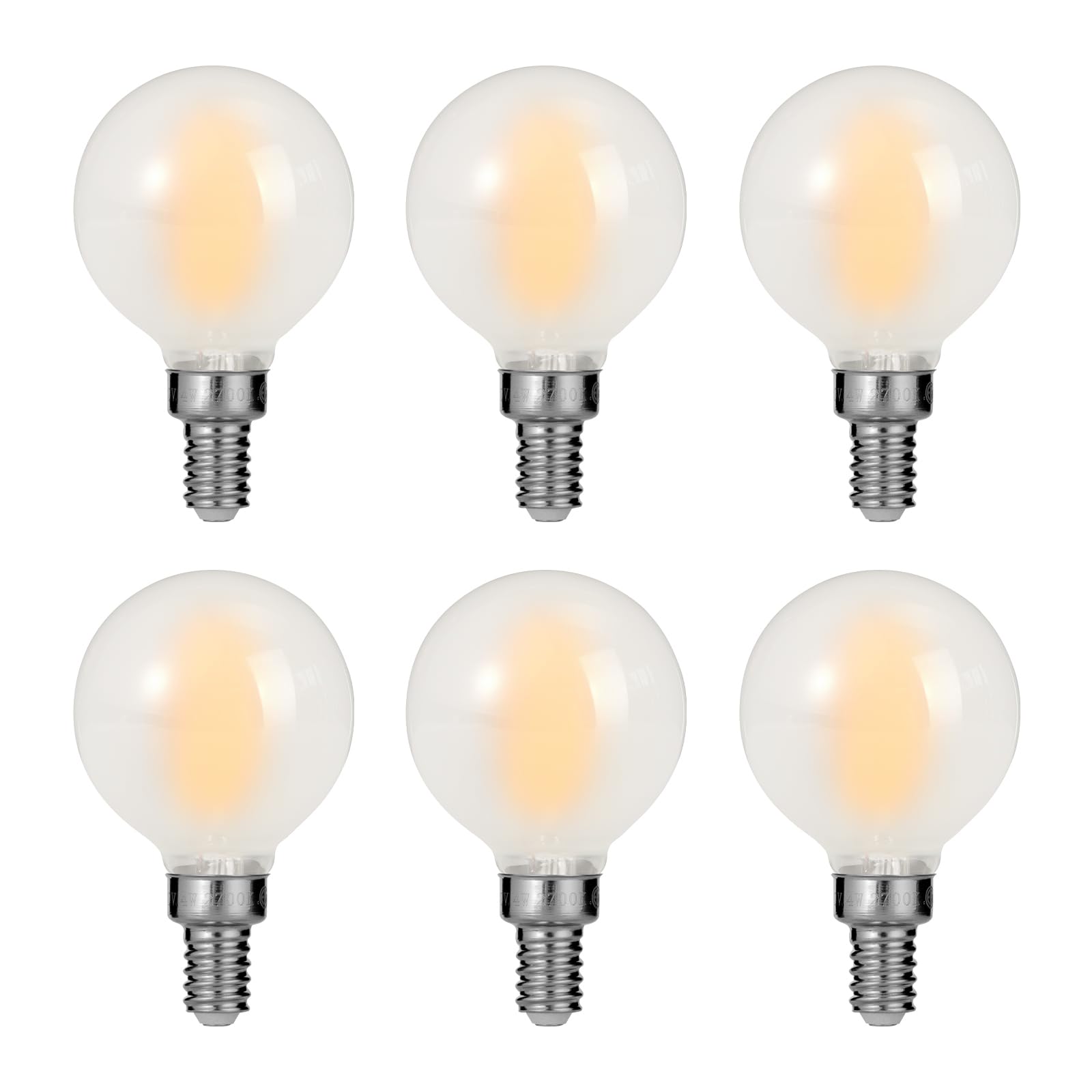 Photo 1 of Decoaui E12 G16 LED Globe Light Bulbs, Frosted Glass, 2700K Soft White, 4W(40W Equivalent),400 Lumins, Dimmable, 6Pack