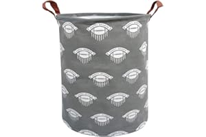 BOOHIT Storage Baskets,Canvas Fabric Laundry Hamper-Collapsible Storage Bin with Handles,Toy Organizer Bin for Kid's Room,Office,Nursery Hamper, Home Decor (Ribbon rugby)