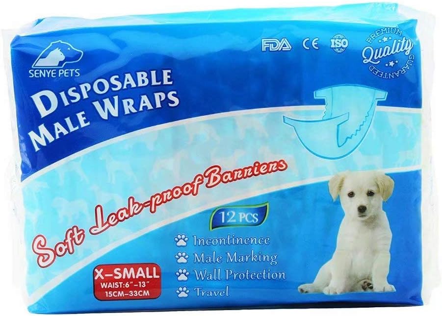 SENYE PET Disposable Male Wrap Dog Diapers,12Pcs