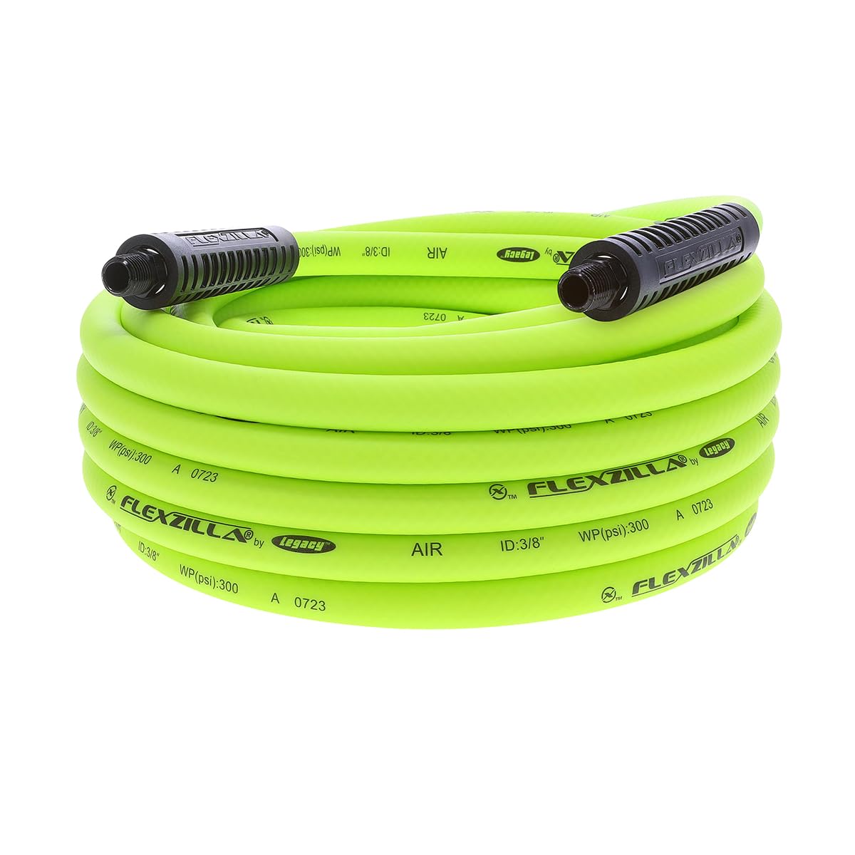 Photo 1 of Flexzilla Air Hose, 3/8 in. x 35 ft., 1/4 in. MNPT Fittings, Heavy Duty, Lightweight, Hybrid, ZillaGreen - HFZ3835YW2