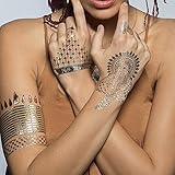 Tattify Metallic Gold Indian Style Jewelry Temporary Tattoos Indian Princess (Set Of 4 Sheets) - Other Styles Available and Fashionable Temporary Tattoos