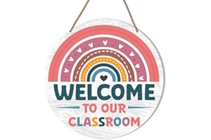 HSNBT Welcome Sign for Classroom Door, Teacher Door Sign Preschool Decor Kids Classroom Wall Decorations, Boho Rainbow Hanging Welcome to Our Classroom Back to School Welcome Door Sign