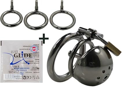 'Ring CB Steel S' Peniskäfig mit Dilator, kleiner Edelstahl Keuschheitsgürtel für Männer (Inkl. aller 3 Cockringe und Gleitge