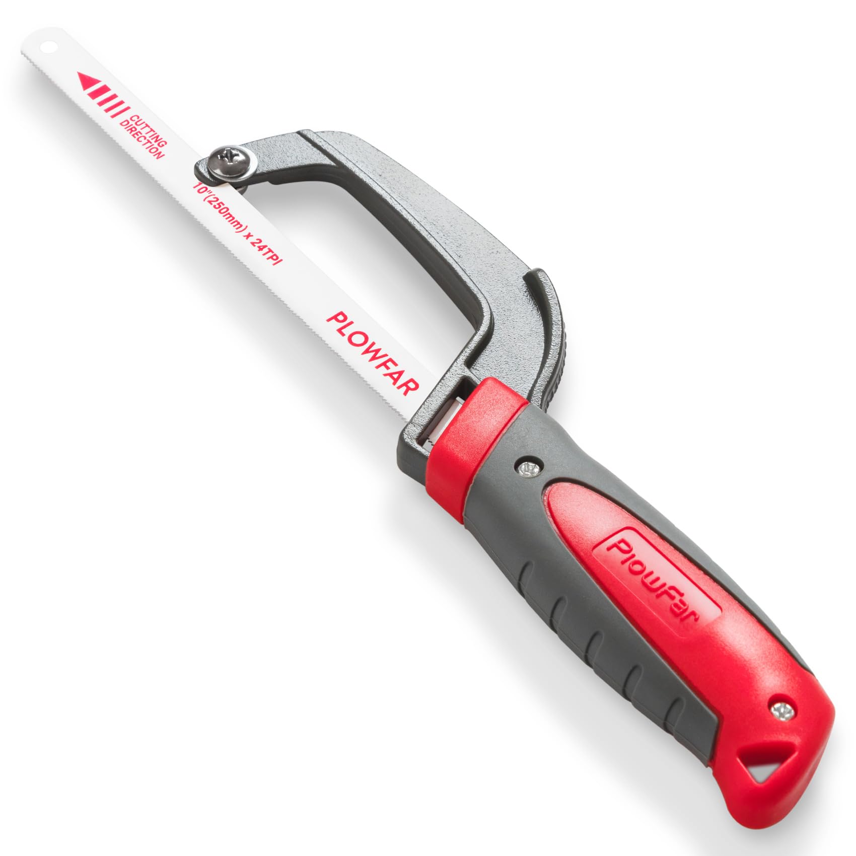 PLOWFAR Aluminum Frame Mini Hacksaw with 250mm Flexible Bi-Metal HSS Hacksaw Blade for Metal and Wood