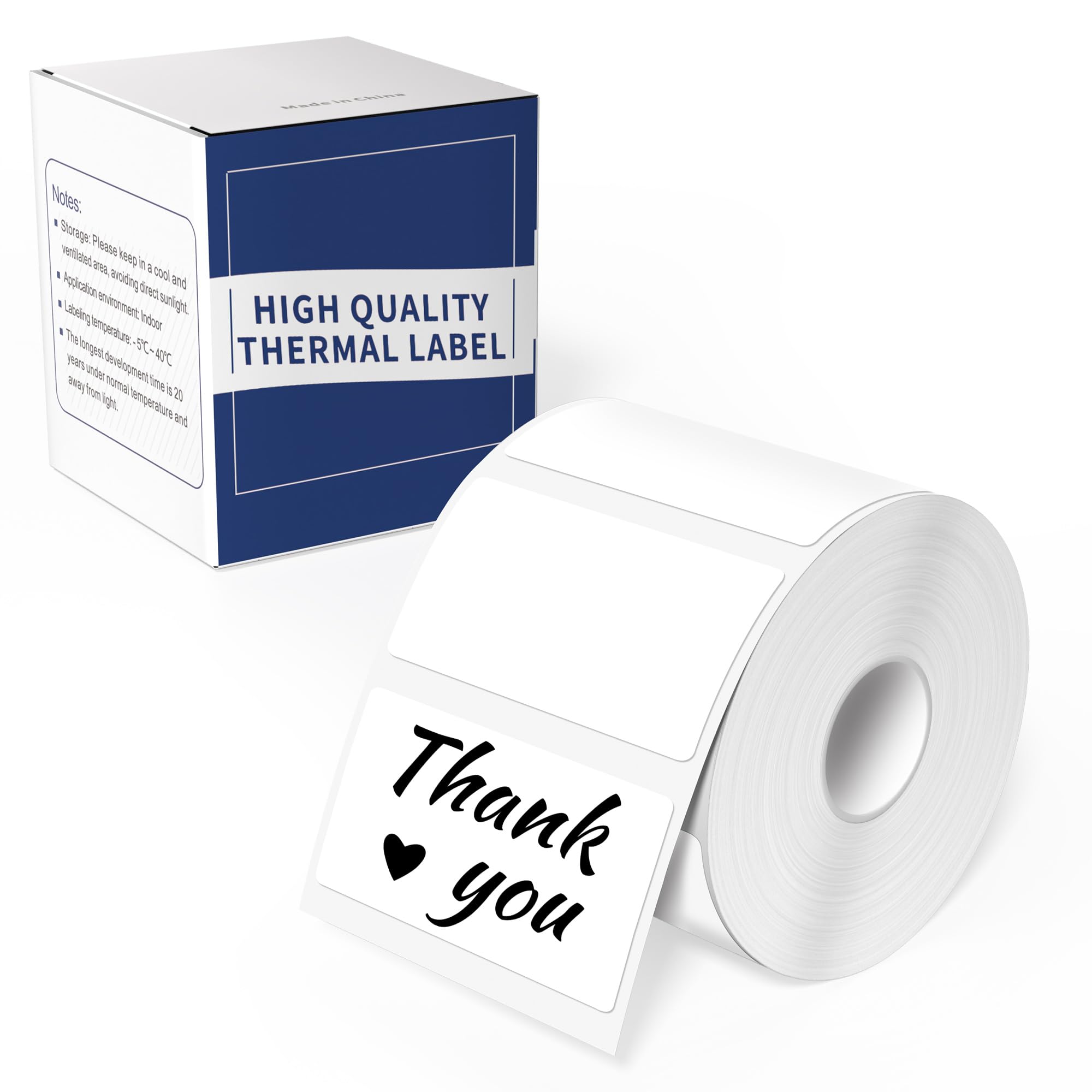 ItriAce Sticky Labels, 1.96"x1.18" (50x30mm), 230 Labels/Roll - White Square Label